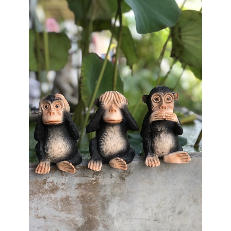 รูปปั้นลิง ตุ๊กตาลิง ลิงปริศนาธรรม ของขวัญคติธรรม ตั้งโต๊ะ ตั้งโชว์ จัดสวน ชุดละ399บาท
