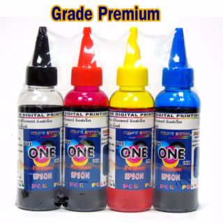 หมึกเติม EPSON อิงค์เจ็ท หมึก refill ตรา THE ONE ขนาด 100 ml. สี BK/C/M/Y จำนวน 4 ขวด เกรด Premium