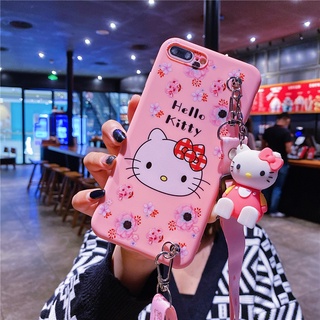 เคส-Samsung Galaxy A02 A02s A10 A10s A11 A12 A20 A20s A22 A30 A30s A32 A50 A50s A51 A52 A52s 5G A70 A70s A71 A72 M02 M10 M11 M10s M12 M20 M32 แฟชั่นน่ารักการ์ตูน Hello Kitty ดอกไม้เคสโทรศัพท์ซิลิโคนอ่อนนุ่มพร้อมตุ๊กตาและเชือก