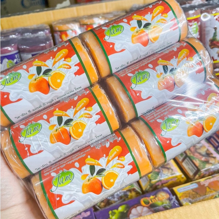 สบู่ส้มแจม (ขอนไม้) วิตามินซีแอนด์อี  ขนาด 100 กรัม Vitamin C & Vitamin E Gluta Collagen Soap **แพ็ค 12 ก้อน**