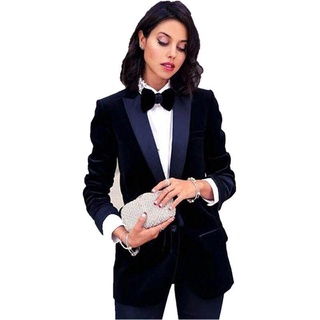 Navy กำมะหยี่ผู้หญิงชุดหญิงธุรกิจผู้หญิง Pantsuits Blazer กางเกง Tuxedos ชุดสำหรับผู้หญิง Blazer กางเกงชุดF