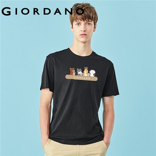 Giordano Men And Women เสื้อยืดแขนสั้น คอกลม ผ้าฝ้าย100% สกรีนลวดลาย Animal Series Free Shipping 91099424 BCFA