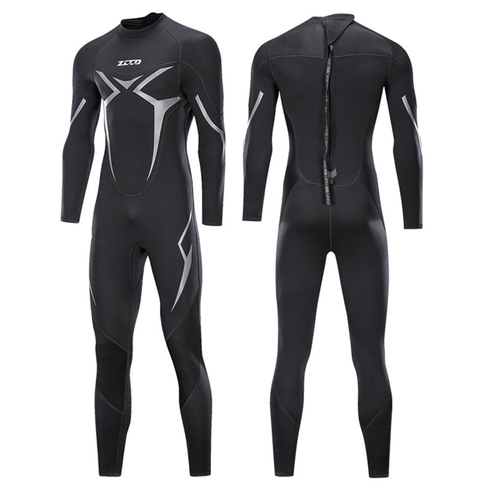 Scuba Diving Snorkeling Surfing Suit Zip Full Wetsuit S White for Men