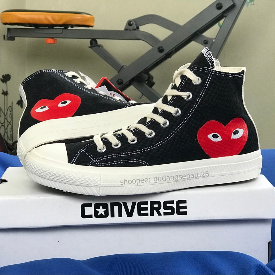 Converse HIGH PLAY SHOES CDG BLACK WHITE CHUCK TAYLOR