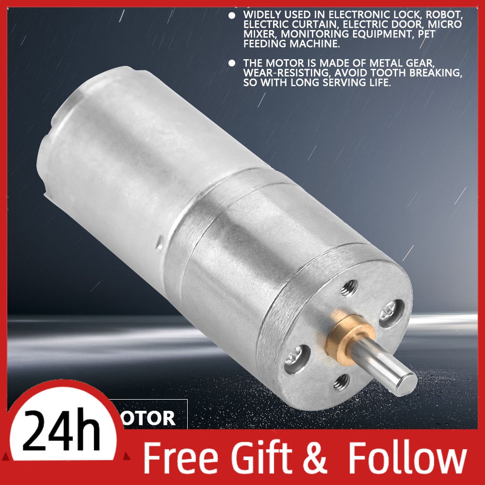 [ผู้ขาย Recmond] DC 12V 25GA-370 มอเตอร์เกียร์โลหะความเร็วต่ํา 25mm