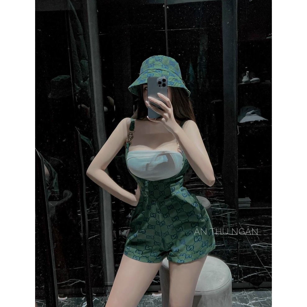 ชุดเอี๊ยมแฟชั่นสําหรับผู้หญิงใส่ออกมาชุดเอี๊ยมเสื้อยืดบ่มพร้อมเอี๊ยมและกางเกงขาสั้นสีกากีพิมพ์ลายตามภาพ