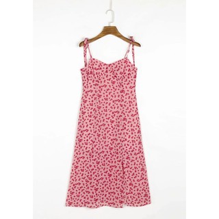 Red flower dress เดรสยาว ลายดอก สีแดง