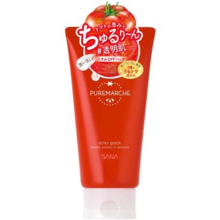 SANA PUREMARCHE MILKY PACK TOMATO EXTRACT 150G เพียวมาร์ช มิลค์กี้ แพ็ค โทะเมโท เอ็กซ์แทรค ครีม พอกหน้า มาส์กหน้า