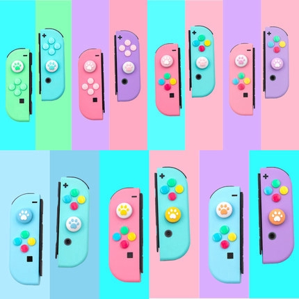 ns nx ปุ่มสวิทช์ปุ่มกด abxy สําหรับจอยเกม nintend ปุ่ม nintendo switch ปุ่มกด thumb grip เท้าแมว joy con จอยคอน analog cap ซิลิโคน pastel animal crossing เปลี่ยนปุ่ม