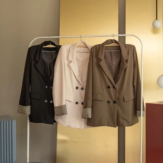 SALE 8.8 Cicishop(พร้อมส่ง)(907/2027)Blazer เสื้อสูทแขนยาว ตัวยาวแต่งกระเป๋าหน้าคู่​ โทนสีพื้นเรียบๆดูดีผ้าสูท​ มี12ลาย