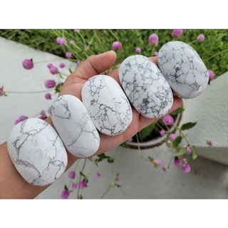 100% Natural Howlite PalmStone ฮาวไลท์ ปาล์มสโตน| Top High Quality | Calming Stone | help to soothe the mind, the body