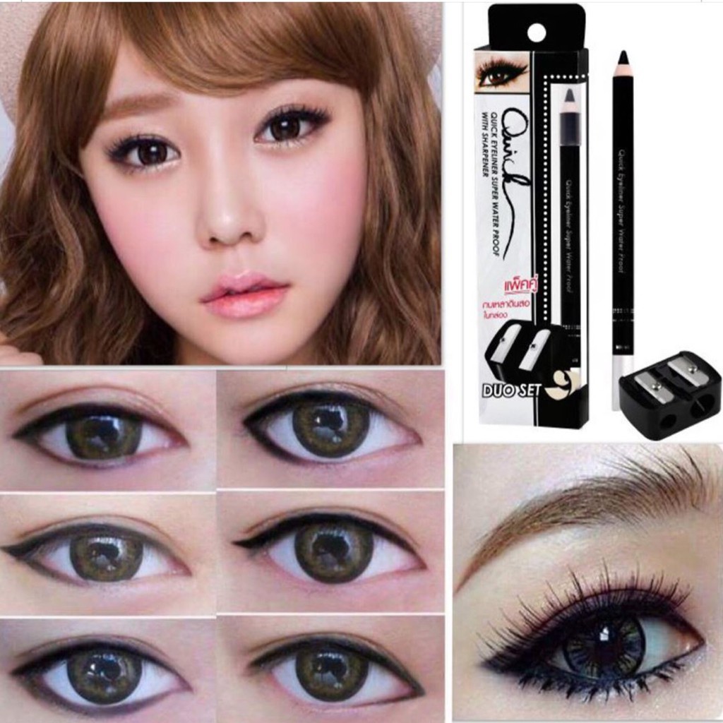 Mei Linda Quick Eyeliner Super Water Proof Duo Set ดินสอไลน์เนอร์สุดยอดกันน้ำ แห้งเร็ว พร้อมกบเหลา