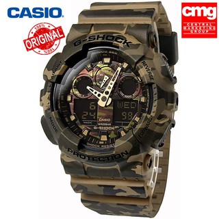 นาฬิกา Casio นาฬิกาข้อมือผู้ชายแฟชั่น GA-100CM-5A G-SHOCK กีฬาอิเล็กทรอนิกส์ กันน้ำกันสั่น