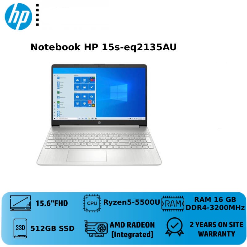 Notebook HP 15s-eq2135AU (15.6” FHD /Ryzen 5-5500U/Ram 16 GB/512 GB /UMA/MCS H&amp;S 2019/ W 10 Home/ประกัน 2 ปี) โน๊ตบุ๊ค