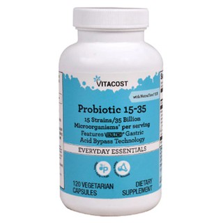 โปรไบโอติกส์, Vitacost Probiotic 15-35 15 Strains - 35 billion CFU per serving  120 Vegetarian Capsules