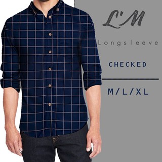 [โค้ดส่วนลด LMOF15PER ลด15%] LM mens styleเสื้อเชิ้ตผู้ชาย เสื้อเชิ้ตคอปกลายสก็อต แขนยาว 4 สี