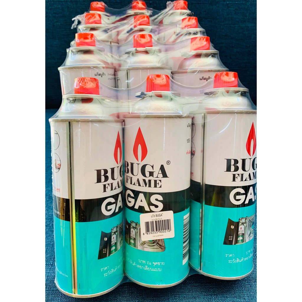 แก๊สกระป๋อง🔥ส่งด่วน!🔥[12 กระป๋อง] ใช้กับเตาแก๊สพกพา สำหรับแคมป์ปิ้ง ยี่ห้อ BUGA มีความปลอดภัยแรงดันสูง