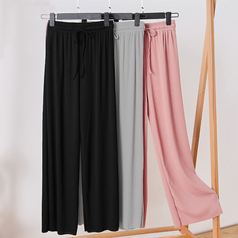 5XL 2021 newIce Silkกางเกงขากว้างเอวสูงDoopingกางเกงตรงผู้หญิงหลวมSlimming Casual CoolถักMoppingกางเกง