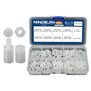 NINDEJIN Nylon Hex Standoff Male Female Standoff Spacer Assortment Kit Insulation White Nylon Bolt&amp;Nut Motherboard PCB Standoff