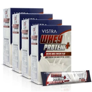 Vistra Whey Protein Plus Whey Peptide นมเวย์โปรตีนรสวานิลลา15 ซอง x 4 กล่อง