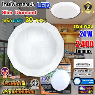 (ยกลัง 20 ชุด) โคมไฟซาลาเปา โคมไฟติดเพดาน V-Light  LED 24W 24 วัตต์ แสงสีขาว (ลายเพชร)