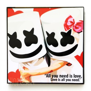 Marshmello Couple มาร์ชเมลโล่ DJ producer ดีเจ EDM เพลง Music ดนตรี รูปภาพ​ติด​ผนัง​ pop art ของขวัญ​ Love แต่งบ้าน