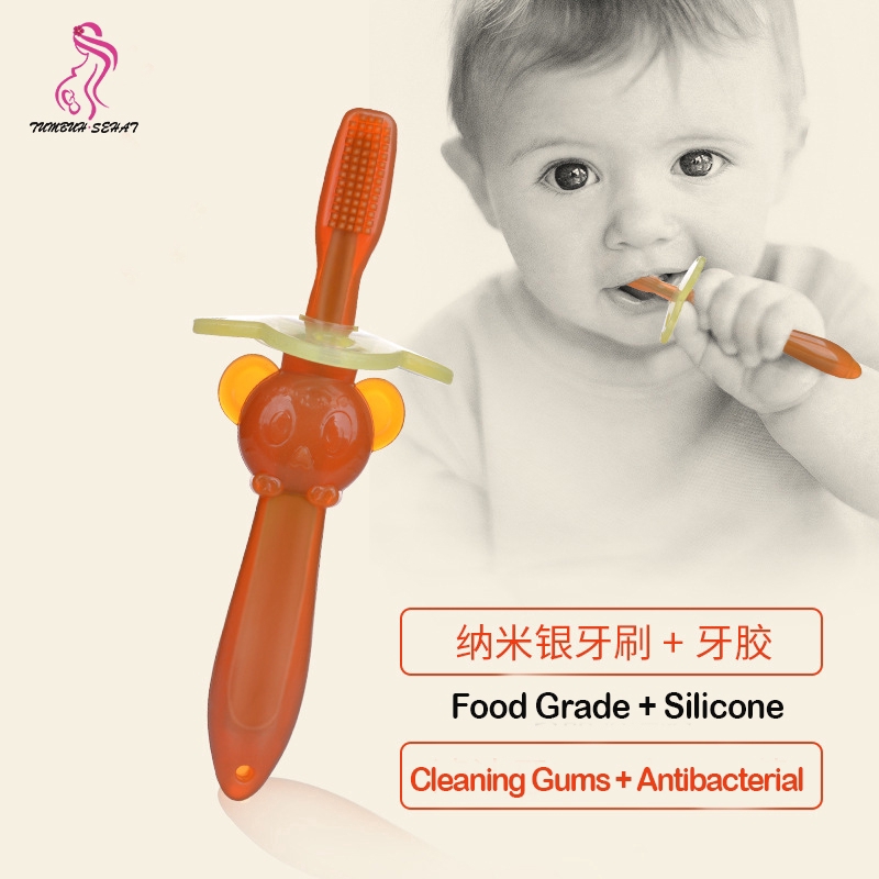 แปรงสีฟันเด็กทารก Nano Silver Silica Soft Hair แปรงสีฟัน Baby Toothbite Rubber Molar ของเล่น NZ-006