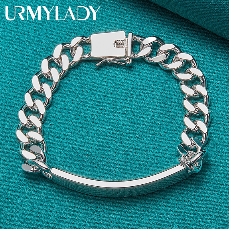 Urmylady สร้อยข้อมือเงินแท้ 925 10 มม. เครื่องประดับแฟชั่น สําหรับผู้ชาย ผู้หญิง งานหมั้น งานแต่งงาน
