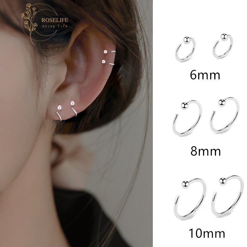 Roselife Unisex Stainless Steel Circle Hoop Earrings 4 Size for Women Girls 1 Pair
