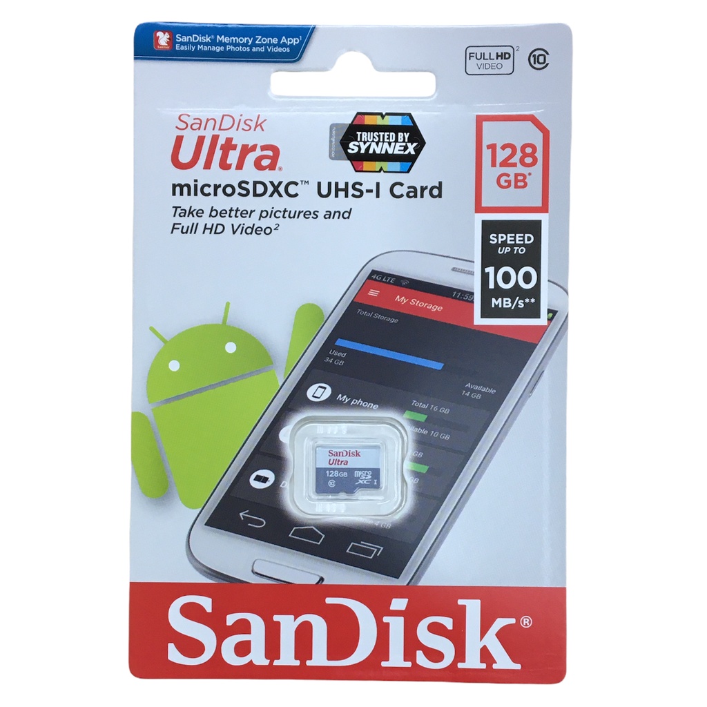 SanDisk 128GB MicroSDXC UHS-I Card Ultra Class10 Speed 100MB/s** เมมโมรี่การ์ดแท้ รับประกันศูนย์ Syn