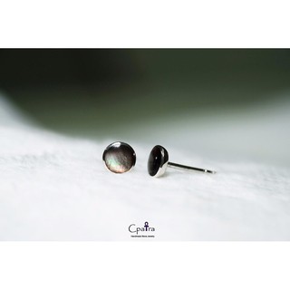 พร้อมส่ง ต่างหูเงินแท้925 Black Mother of pearl 5 mm. เก็บปลายทางได้ค่ะ