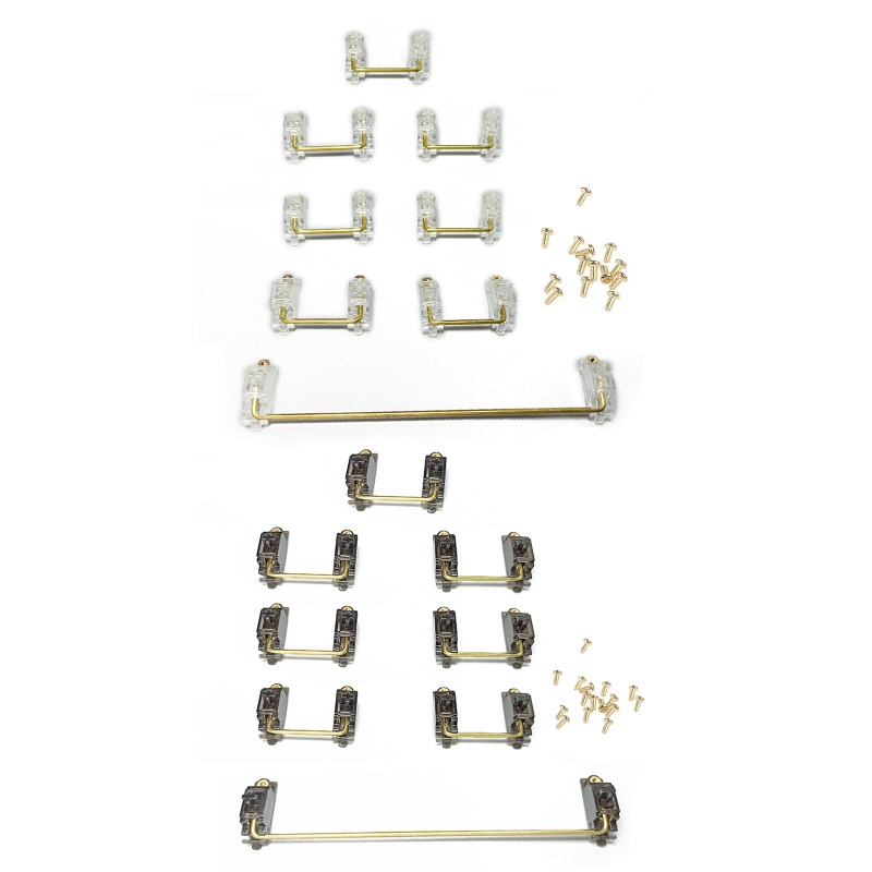 R* 5PCS V2 สกรู 2U 6 25U Keycap Stabilizers โปร่งแสงสีดําทองลวด