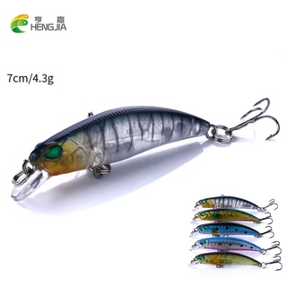 Hengjia 1 ชิ้น 7 ซม. 4.3 กรัม เหยื่อตกปลา เหยื่อล่อปลา ประมง Minnow Fishing Bait with 3D Simulation Eyes