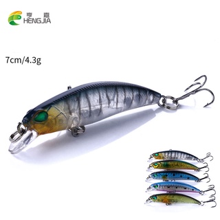 Hengjia 1 ชิ้น 7 ซม. 4.3 กรัม เหยื่อตกปลา เหยื่อล่อปลา ประมง Minnow Fishing Bait with 3D Simulation Eyes