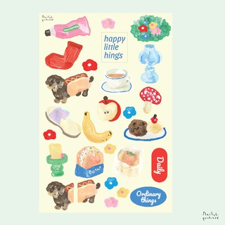 Happy little things Sticker สติ๊กเกอร์ไดคัทไม่มีขอบเอาไปติดอะไรก็น่าร้าก l Plaifah.postcard