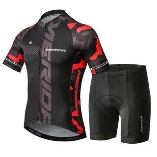 เสื้อปั่นจักรยาน Unisex Merida Cycling Jersey Set Short Sleeves Road Bike Clothing Jerseys Pants 9d GEL Pad MTB Plus Larger Big Size