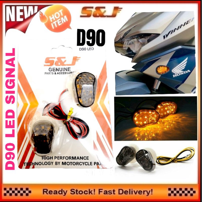 S & J D90 LED SIGNAL ชุด LED SIGNAL ชุด RS150 R25 CBR R15 ZX150 RR150 Y15 Y15ZR Fairing ใช้สีเหลือง 