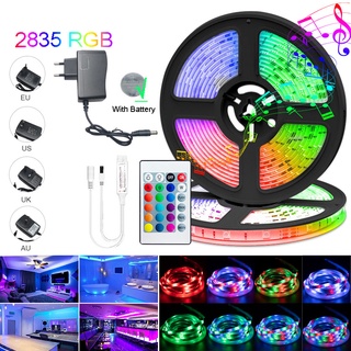 ไฟ LED Strip 2835 RGB เทปริบบิ้นกันน้ำพร้อมตัวควบคุม IR และอะแดปเตอร์ไฟสำหรับตกแต่งห้อง