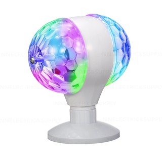 ไฟดิสโก้เทค ไฟเทค ไฟเธค ไฟดิสโก้ ไฟปาร์ตี้ LED full color rotating lamp หัวคู่ (สีขาว)