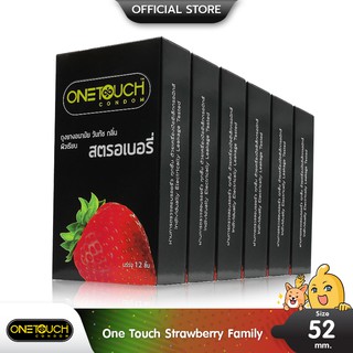 Onetouch Strawberry ถุงยางอนามัย หอมกลิ่นสตรอเบอรี่ ผิวเรียบ ขนาด 52 มม. บรรจุ 6 กล่อง (72 ชิ้น)