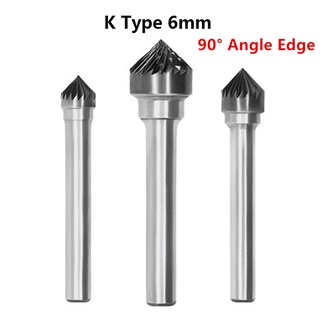 90° หัวเจียรโรตารี่ เหล็กทังสเตน ก้าน 6 มม. สําหรับแกะสลัก