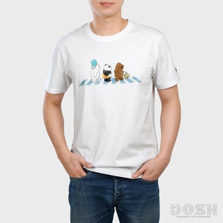 HH DOSH:We Bare bearsเสื้อยืดคอกลมแขนสั้นผู้ชาย สีขาว สินค้าลิขสิทธิ์ รุ่นDBBMT5003-WH คอกลมเสื้อยืด