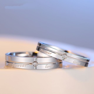 2pcs/set Couples Cincin S925 Silver Adjustable Forever Lover Rings