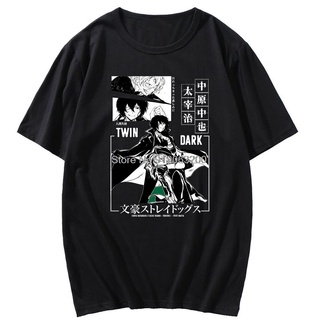 T-shirt  เสื้อยืดแขนสั้น พิมพ์ลายการ์ตูนอนิเมะ Bungou Stray Dogs Chuuya Nakahara สไตล์ฮาราจูกุ แนวสตรีท โอเวอร์ไซซ์ แฟชั