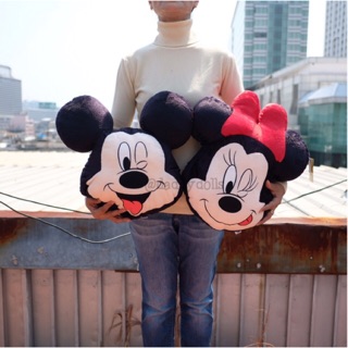 หมอนสอดมือ หน้า Mickey Mouse มิกกี้เม้าส์ &amp; Minnie มินนี่เม้าส์ What I did today แลบลิ้น 12นิ้ว