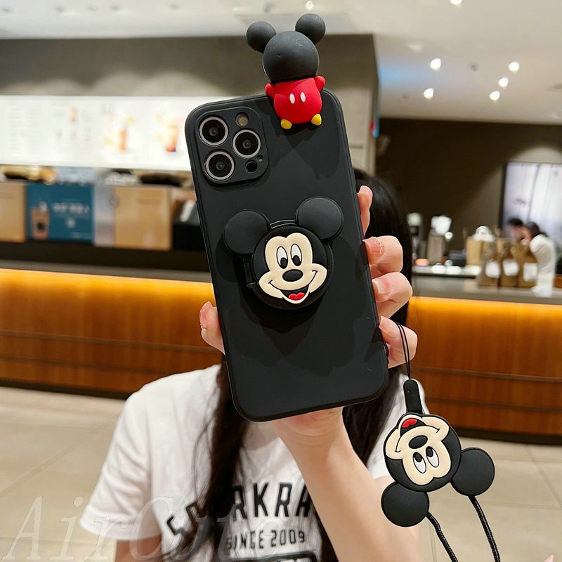 เคส Huawei Y7A Y6P Y9 Y9S Y7 Y6 Y6S P30 Nova 3i 5T 9 10 SE Y70 Y61 Nova3i Nova5T Nova9 Nova10 NovaY70 NovaY61 HuaweiP30 Huaweiy9 Huaweiy7 PRO2019 huaweiy6 Pro Prime 2019 2020 Protect Camera Black Mouse Doll Soft Case With Popsocket Lanyard - รูปที่ 5