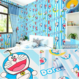 Wallpaper ลายการ์ตูน Doraemon  วอลเปเปอร์สติ้กเกอร์ ติดผนัง โมเดิร์น