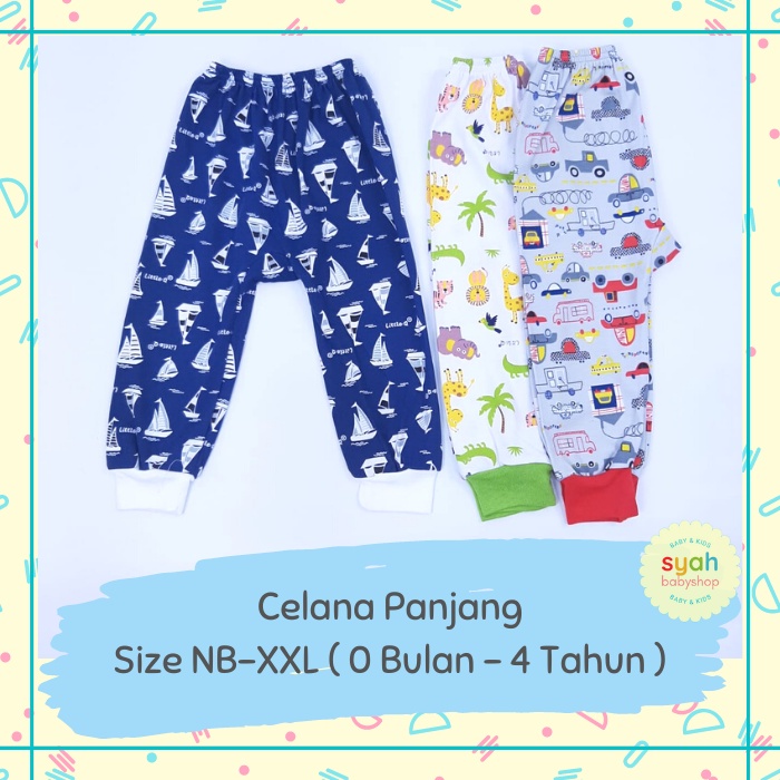 3 ชิ้น (NB-XXL MOTIF) กางเกงยาว RIB สําหรับ NEWBORN BABY BOY เสื้อผ้า 0 3 6 12 MONTHS 1 2 3 4 ปีขนาด