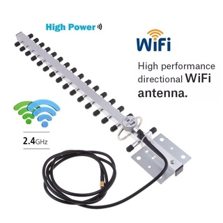 เสาอากาศ WiFi Antenna 25dBi AP Outdoor Wireless Yagi Antenna Directional Booster Amplifier, RG58 Low loss Cable