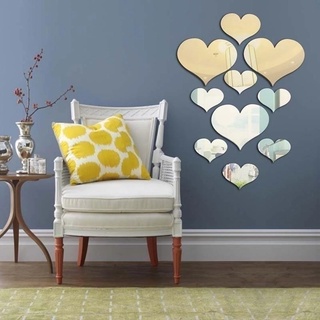 10pcs Romantic Love Heart Acrylic 3D Mirror Wall Sticker Removable Mural Decal Paster Home Living Room Decor